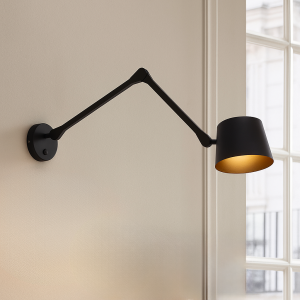 Applique murale noire moderne, Rinke, avec interrupteur