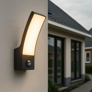Applique extérieur avec détecteur de mouvement noire moderne, Manel, 12W, 3000K LED, IP44