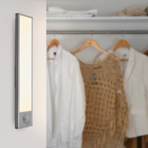 Lampe de placard en plastique argentée, Ilana, 1W, 3000K LED