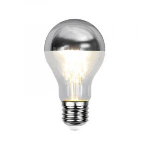 Ampoule calotte E27 gradable Malik, argent, A60, 4,8W, 2700K, IP44