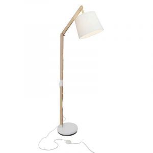Lampadaire en bois marron, Julia, avec interrupteur