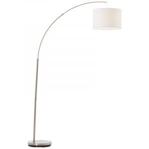 Lampadaire à arc blanc en tissu, Merinde, avec interrupteur