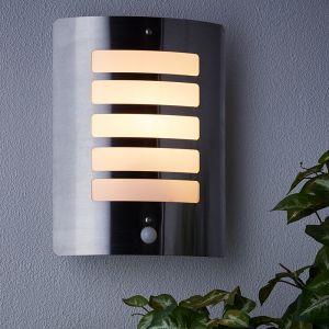 Applique extérieur avec détecteur de mouvement chromée en métal, Alea, IP44