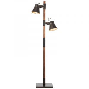 Lampadaire liseuse en bois marron, Audrey, avec interrupteur