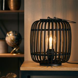 Lampe de table en bois noire, Brain