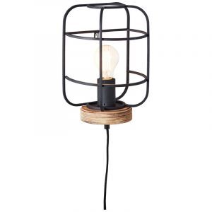 Applique murale en bois noire, Taede, avec interrupteur