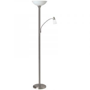 Lampadaire liseuse chromé moderne, Bernd, avec interrupteur