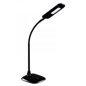 Lampe de bureau noire en plastique, Jenoah, 5W, 6000K LED, avec variateur tactile