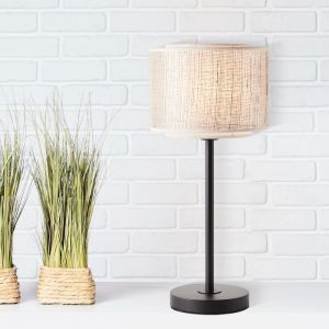 Lampe de table beige rustique, Gerbert, avec interrupteur