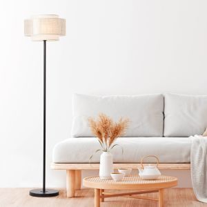 Lampadaire beige rustique, Gerbert, avec interrupteur