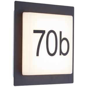 Numéro de maison lumineux noir en aluminium, Nurcan, 9W, 3000K LED, IP44
