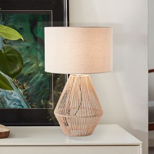 Lampe de table beige rustique, Fennie, avec interrupteur