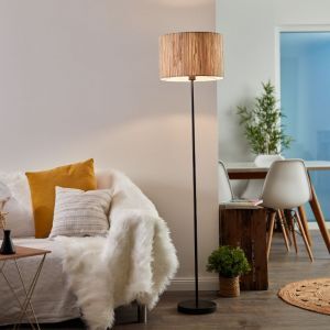 Lampadaire beige rustique, Wenda, avec interrupteur