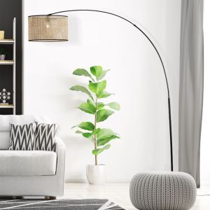 Lampadaire beige rustique, Emmelie, avec interrupteur