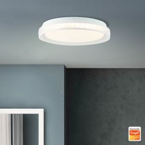 Plafonnier connecté transparent moderne, Rashmi, 24W, blanc chaud à froid réglable LED