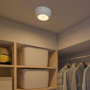 Plafonnier avec capteur en plastique blanc, Ravza, 2,3W, 3000K LED, IP44