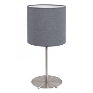 Lampe de table grise en tissu, Abano, avec interrupteur
