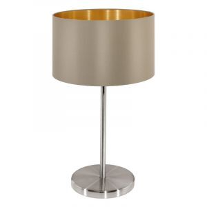 Lampe de table dorée en tissu, Terme, avec interrupteur