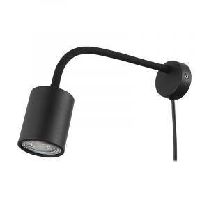 Spot plafond noir en acier, Samiha, avec interrupteur