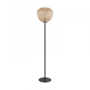 Lampadaire en bois noir, Nicole, avec interrupteur