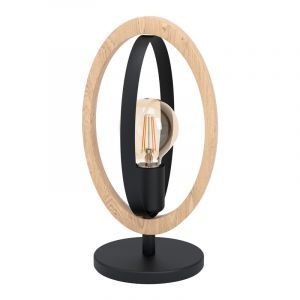 Lampe de table en bois marronne, Angeline, avec interrupteur