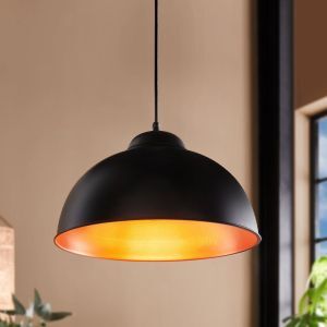 Suspension demi-sphère noire en métal, Liana