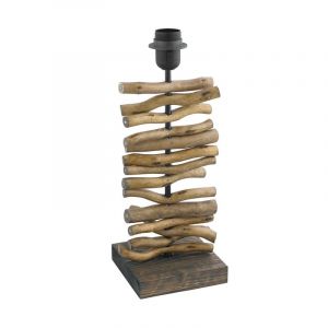 Lampe de table en bois marronne, Agneta, avec interrupteur