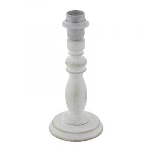 Lampe de table sans abat-jour en bois blanche, Akin, avec interrupteur