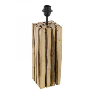 Lampe de table sans abat-jour en bois marronne, Kick, avec interrupteur