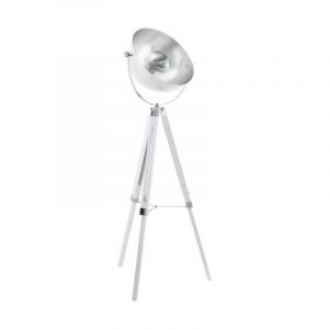 Lampadaire trépied blanc en acier, Nickolas, avec interrupteur