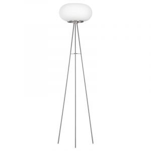 Lampadaire trépied nickel en verre, Skyler, avec interrupteur