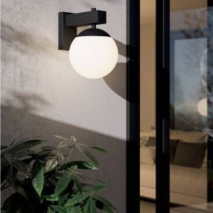 Luminaire extérieur noir en verre, Boris, IP44