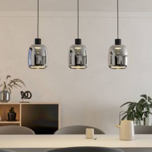 Suspension connectée noire en verre, Tamika, 3,7W, RGBW LED