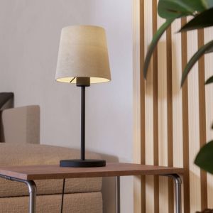 Lampe de table noire en tissu, Siham, avec interrupteur
