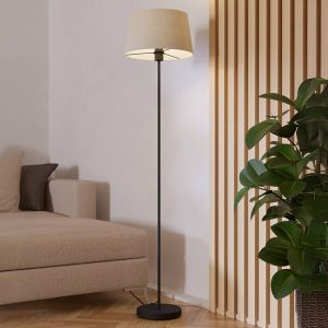 Lampadaire noir en tissu, Siham, avec interrupteur