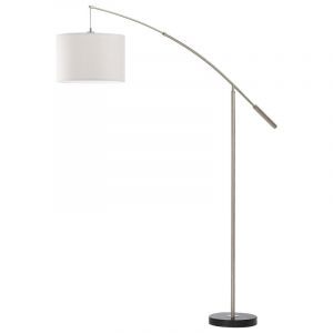 Lampadaire à arc nickel en tissu, Ralph, avec interrupteur