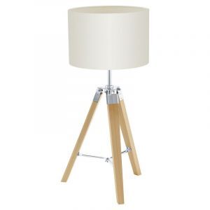 Lampe de table beige en bois, Joana, avec interrupteur