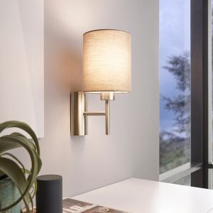 Applique murale taupe en tissu, Abano, avec interrupteur