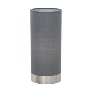 Lampe de table grise en tissu, Abano, avec variateur tactile