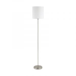 Lampadaire blanc en tissu, Abano, avec interrupteur