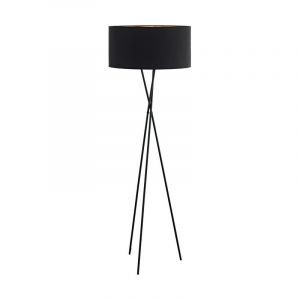 Lampadaire trépied noir en tissu, Anuschka, avec interrupteur