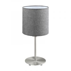 Lampe de table grise en tissu, Abano, avec interrupteur