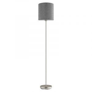 Lampadaire gris en tissu, Abano, avec interrupteur