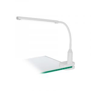 Lampe à pince blanche en plastique, Brennan, 4W, 4000K LED, avec interrupteur