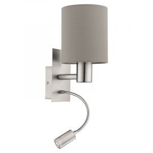 Applique murale taupe en tissu, Abano, avec interrupteur