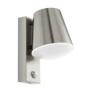 Applique extérieur avec détecteur de mouvement argentée en acier inoxydable, Aiden, IP44