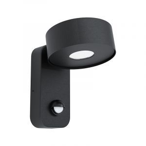 Applique extérieur avec détecteur de mouvement noire en acier, Liliana, 6W, 3000K LED, IP44