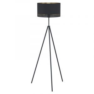 Lampadaire trépied noir en acier, Niko, avec interrupteur