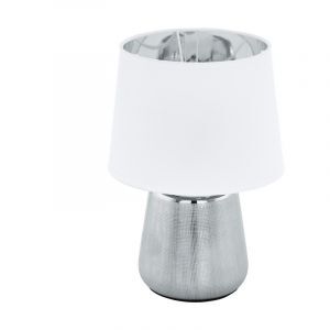 Lampe de table en céramique argentée, Elvin, avec interrupteur