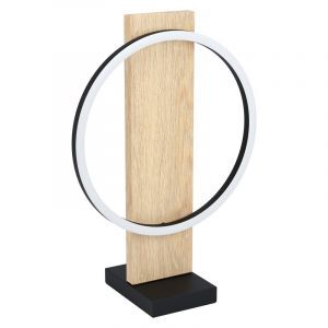 Lampe de table en bois marronne, Annebel, 12W, 3000K LED, avec interrupteur